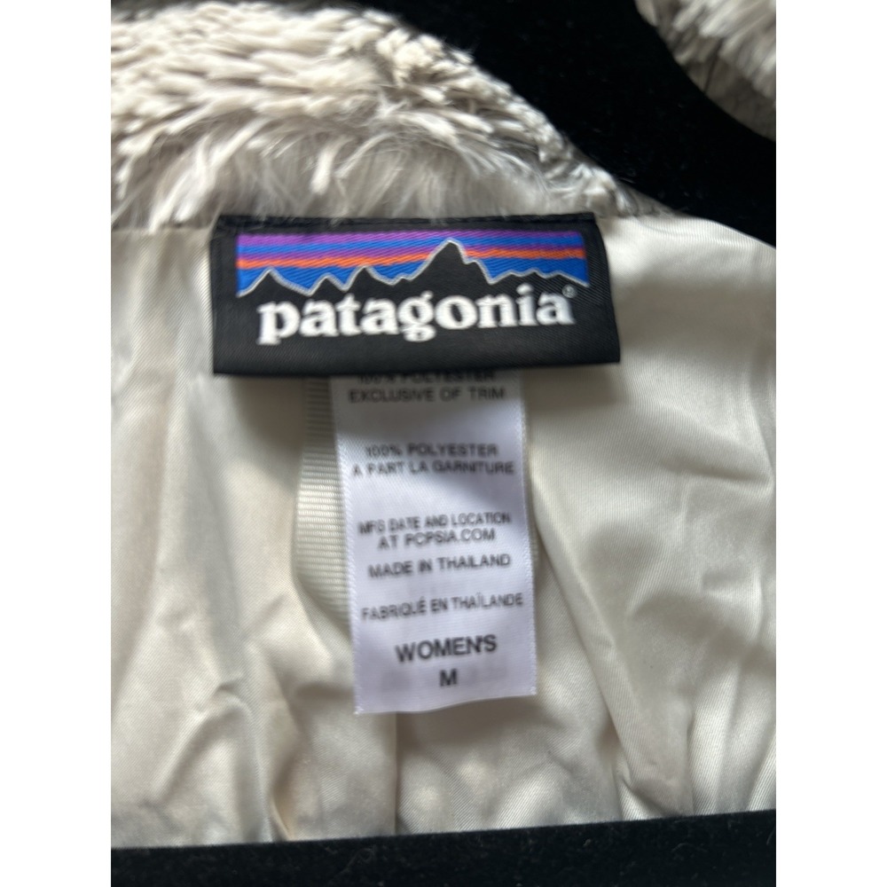 PATAGONIA Jacket Womens Cream Pelage Faux Fur Fuzzy Teddy Luxury Sz M Winterwear - Picture 5 of 9